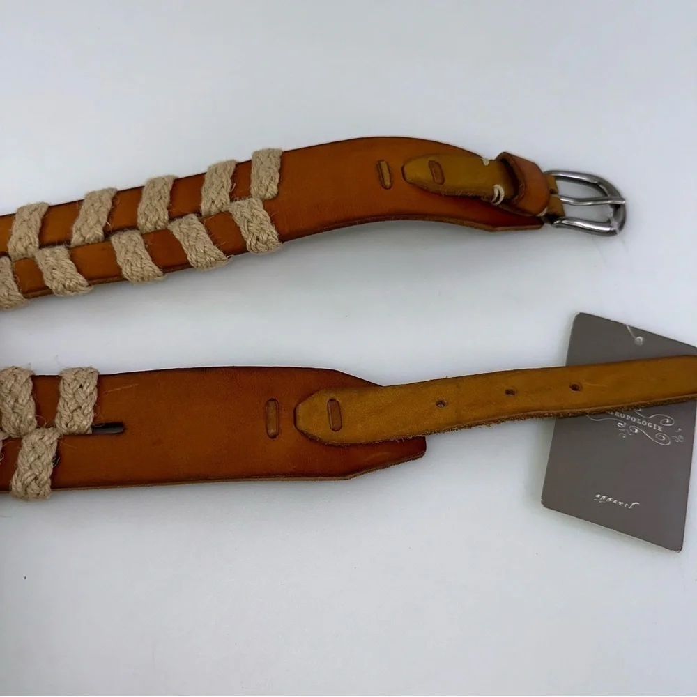 Linea Pelle size S Anthropologie Leather Adjustable Women Belt Ivory Tan